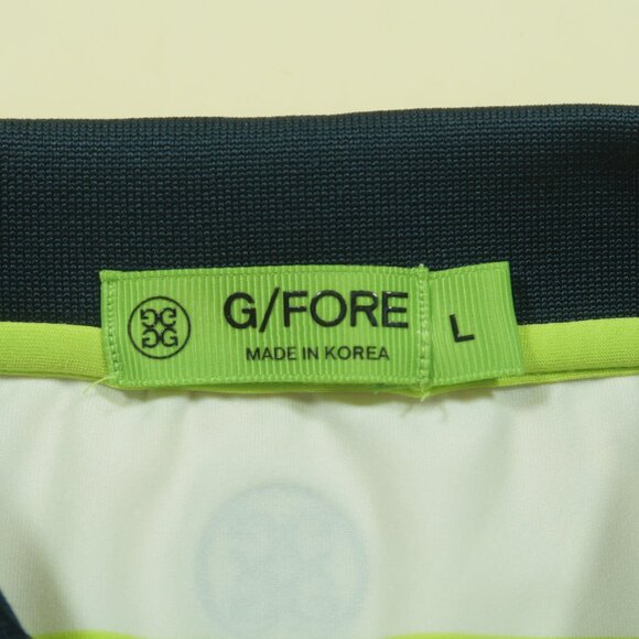 G Fore Multi Stripe Golf Polo Shirt Mens L White Performance Short Sleeve - Picture 5 of 6